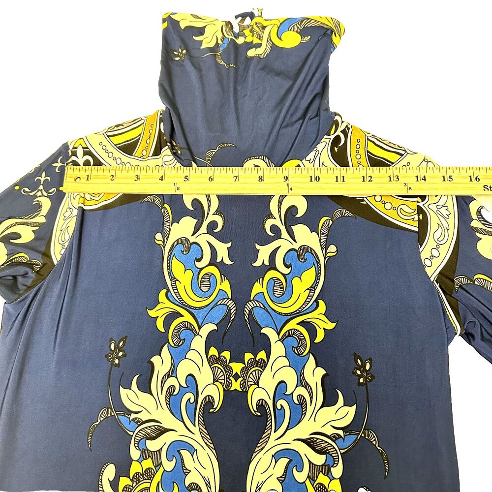 ANALILI Women's Blue Paisley Bodycon Long Sleeve Turtleneck Dress SZ M NWT - Picture 12 of 16
